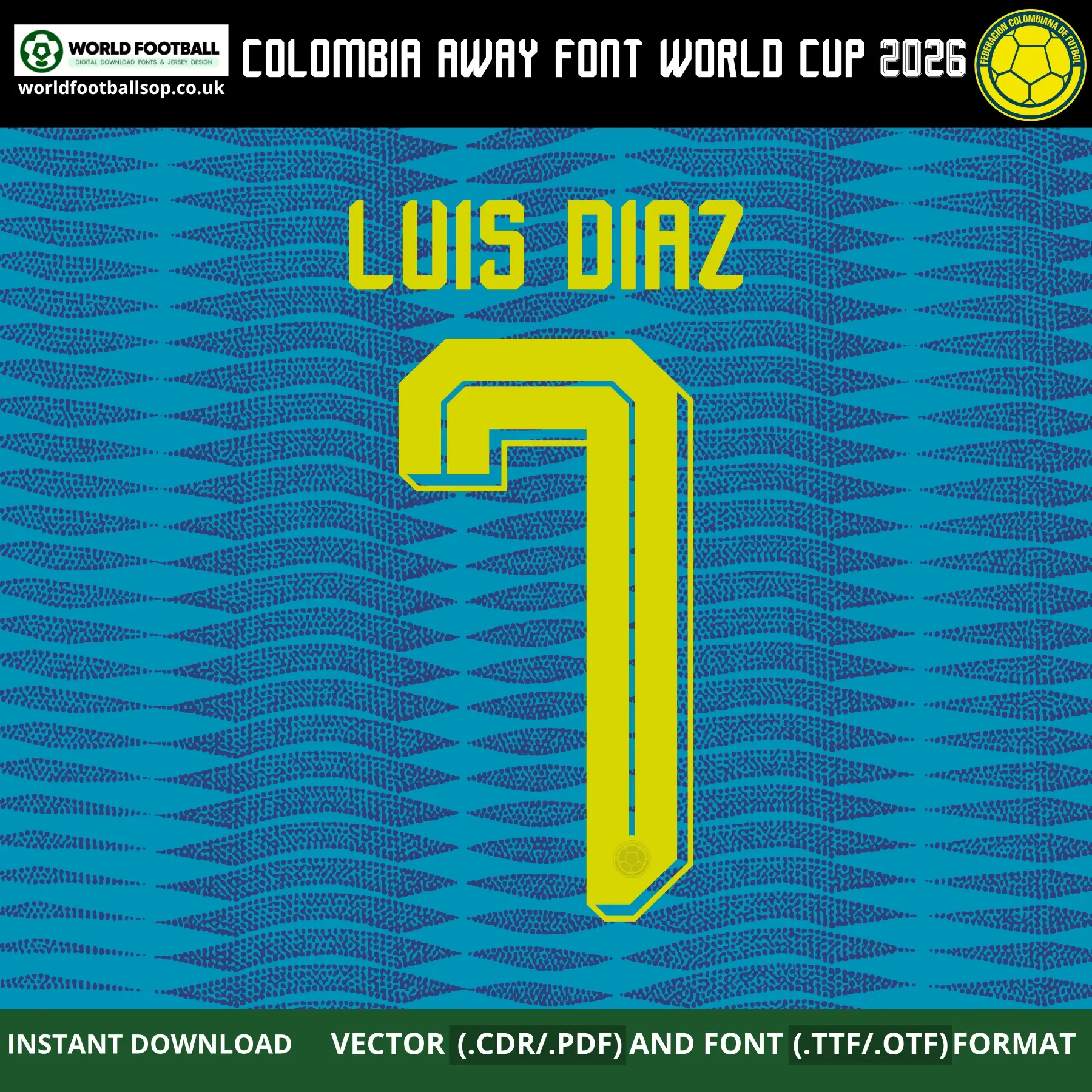Colombia Away Font World Cup 2026 | TTF, OTF & Vector (CDR, PDF)