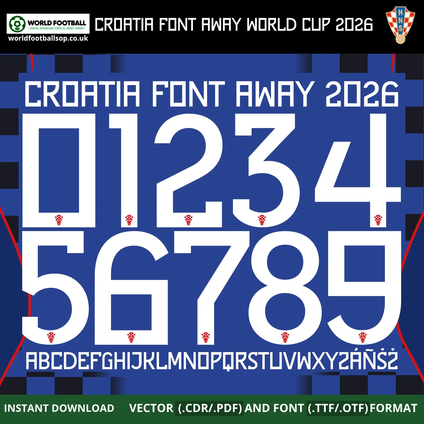 Croatia Away Font World Cup 2026 | TTF, OTF & Vector (CDR, PDF)