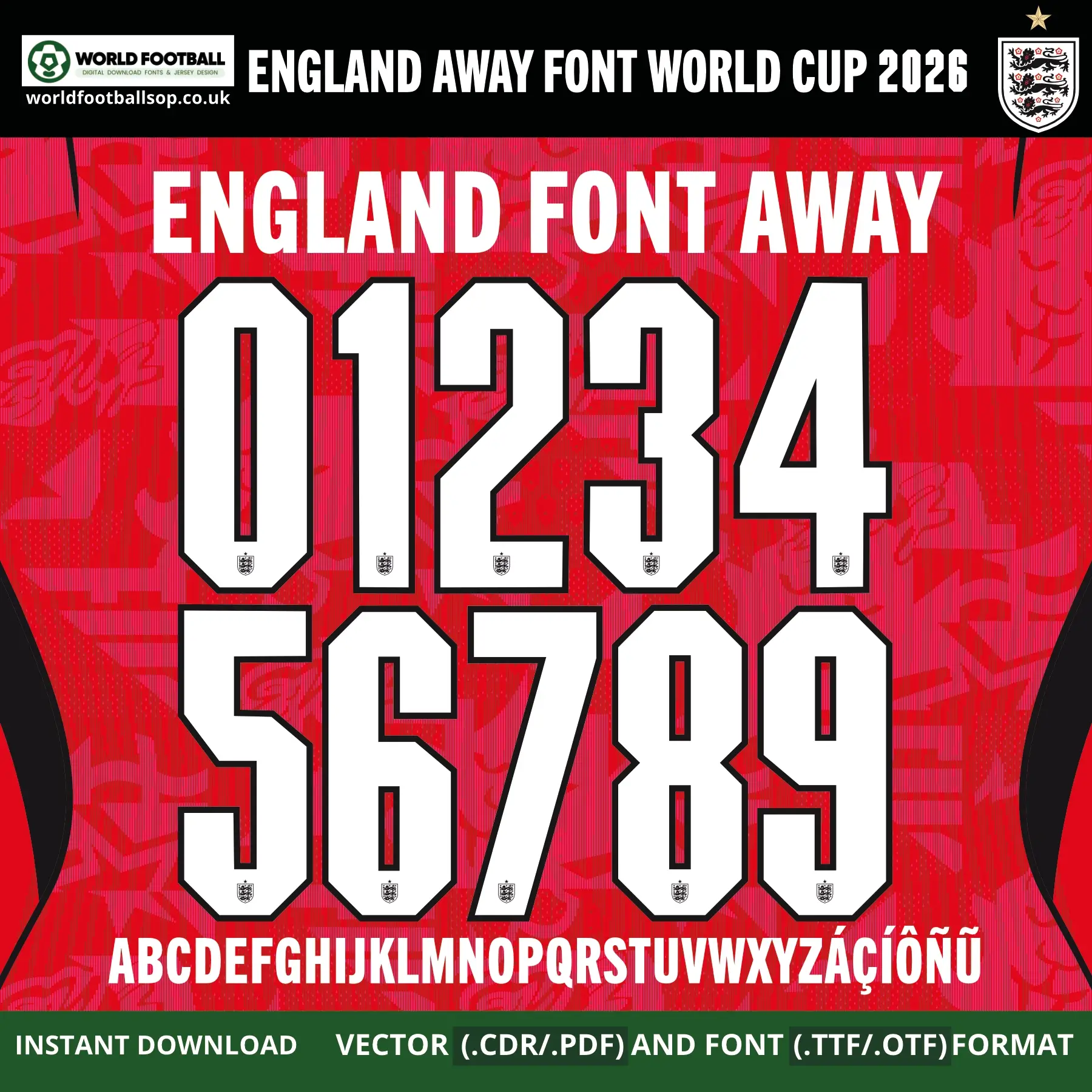 England Away Font World Cup 2026 | TTF, OTF & Vector (CDR, PDF)