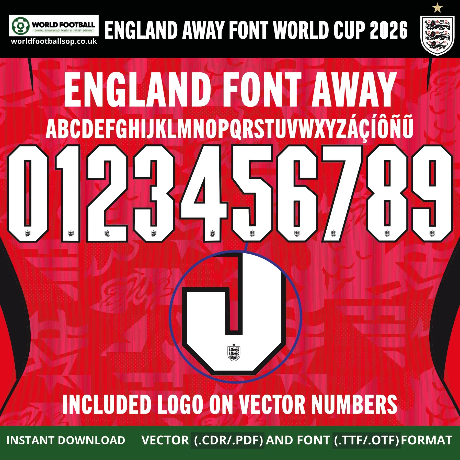England Away Font World Cup 2026 | TTF, OTF & Vector (CDR, PDF)