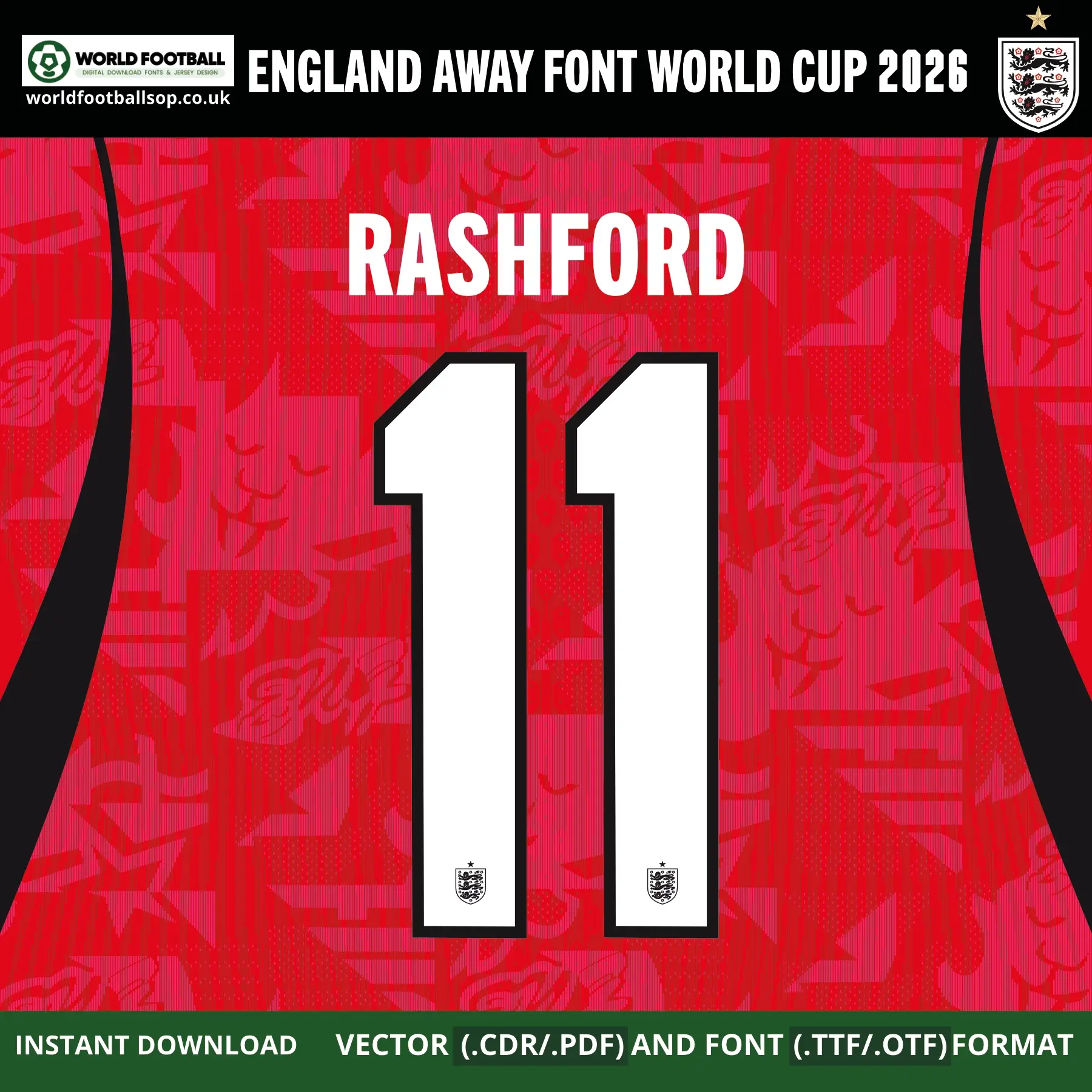 England Away Font World Cup 2026 | TTF, OTF & Vector (CDR, PDF)