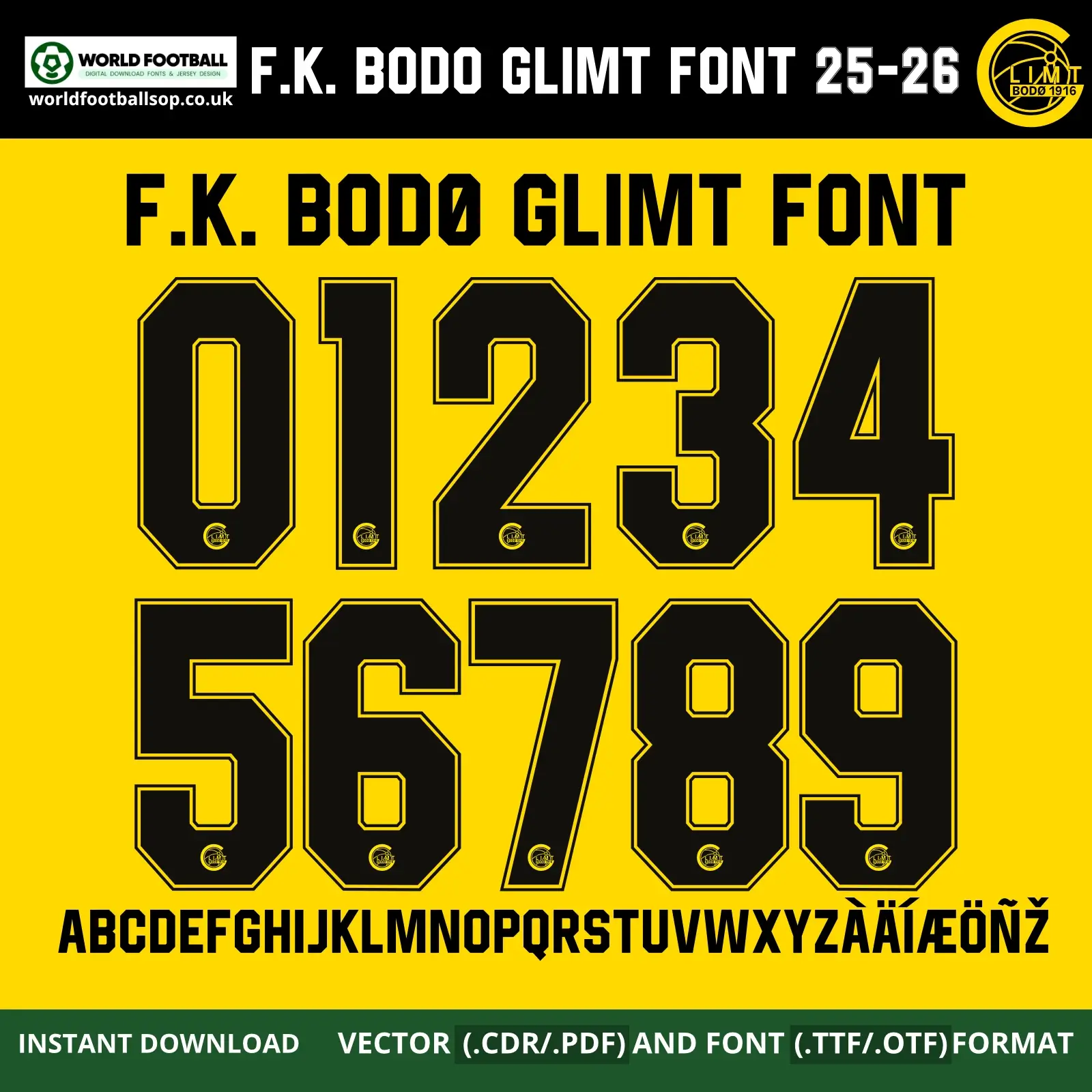 F.K. Bodø Glimt Font 2025-2026 UCL | TTF, OTF & Vector (CDR, PDF)