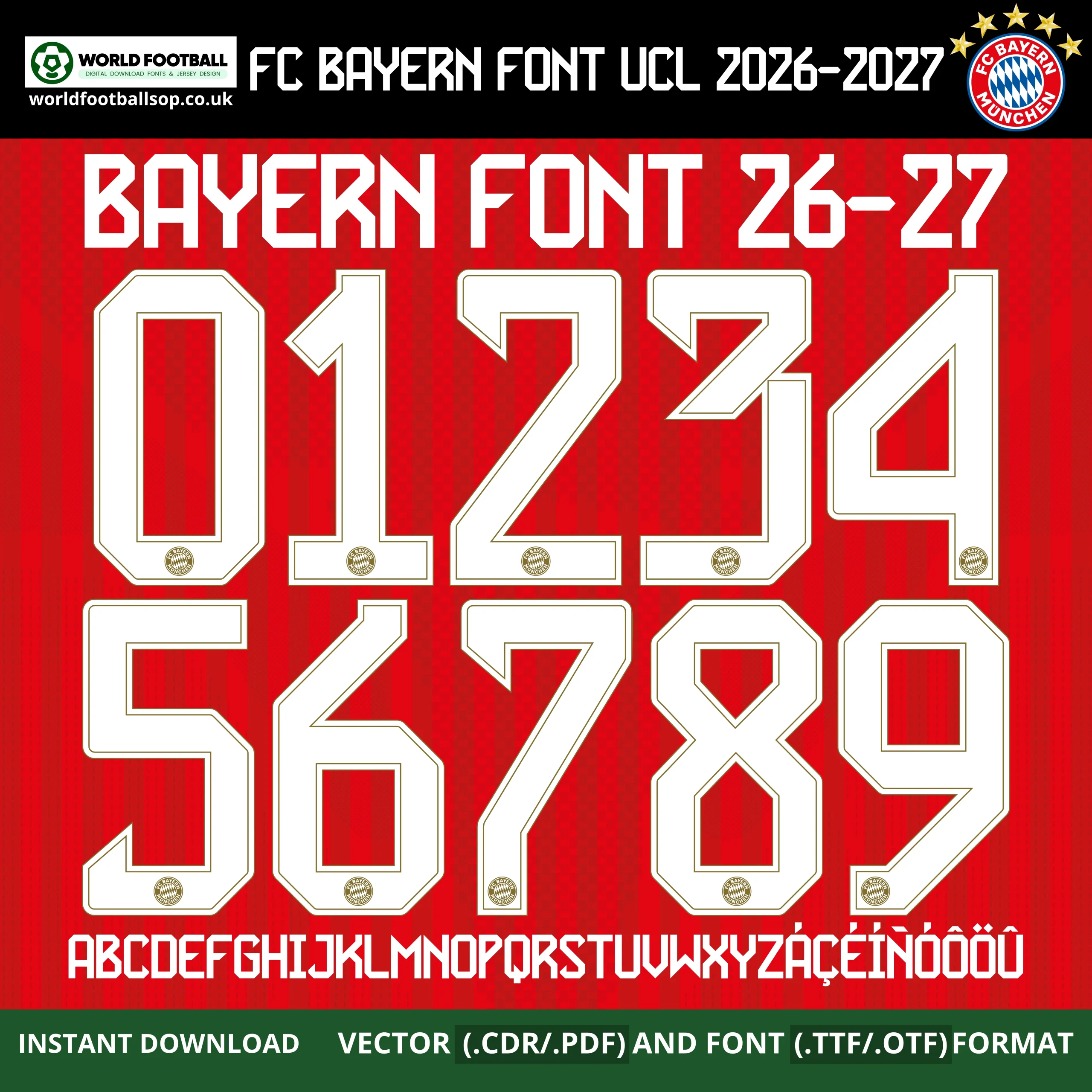FC Bayern München Font UCL 2026-27 | TTF, OTF & Vector (CDR, PDF)