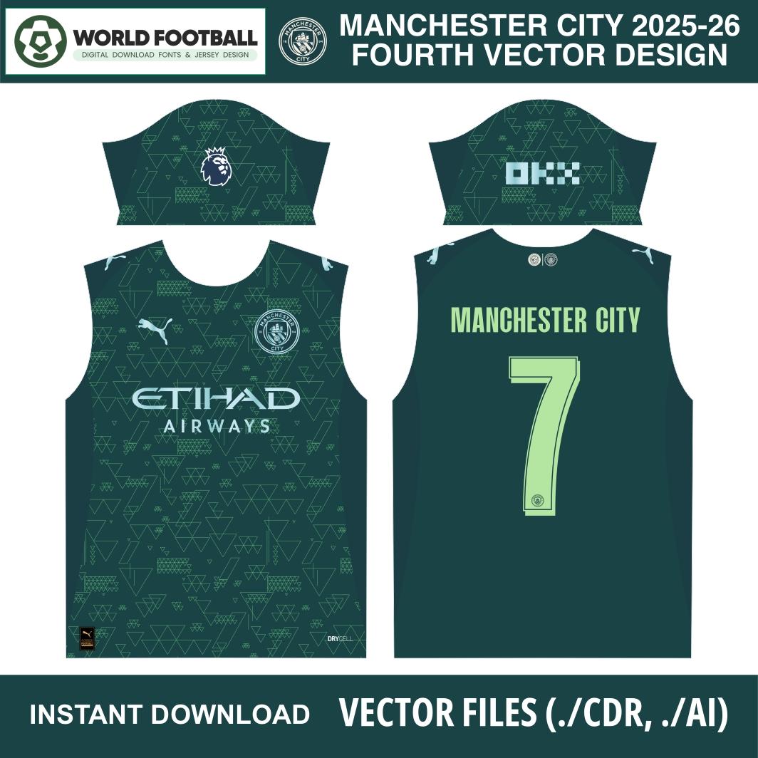 Manchester City 2025/26 Fourth Kit Vector Design | AI & CDR Files
