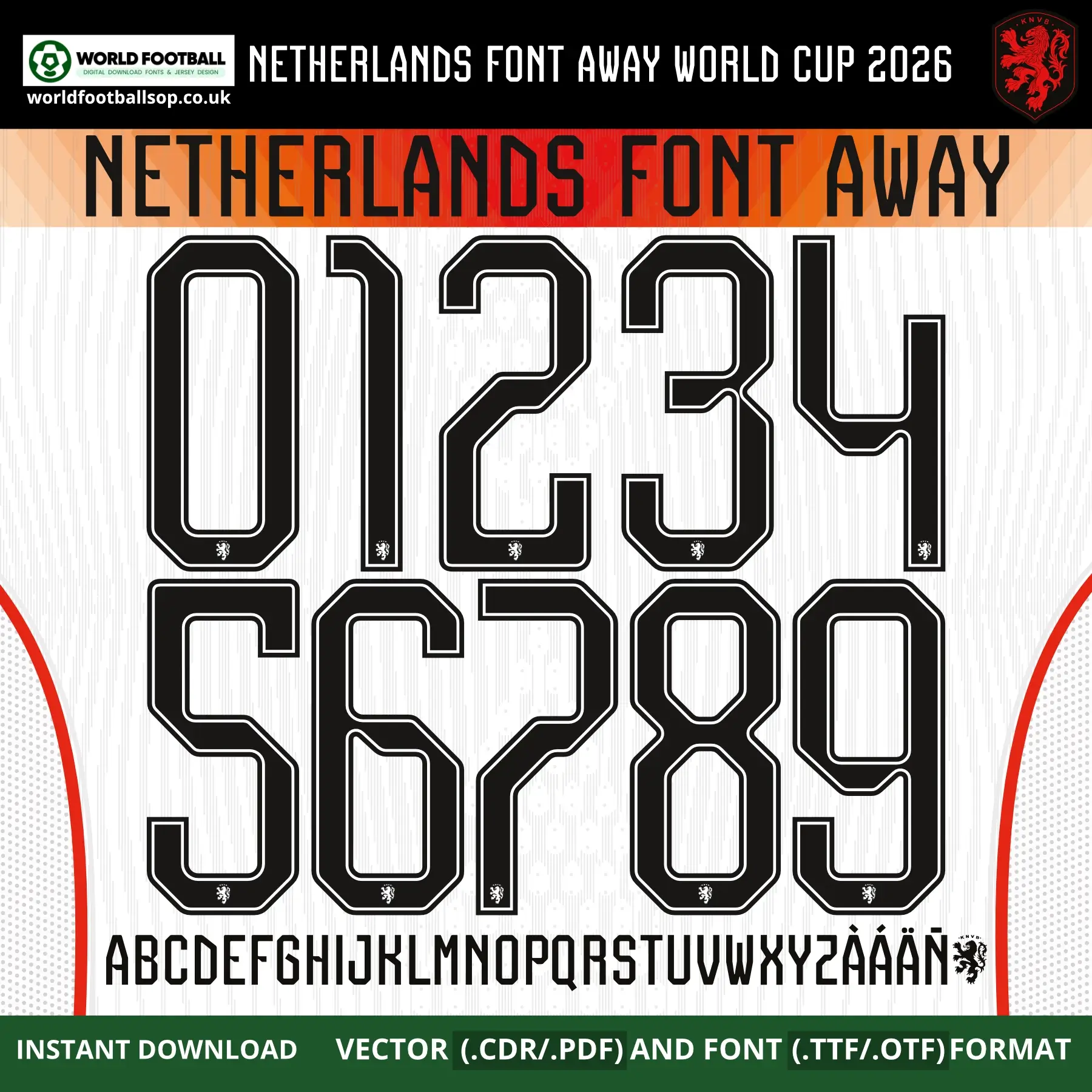 Netherlands Away Font World Cup 2026 | TTF, OTF & Vector (CDR, PDF)