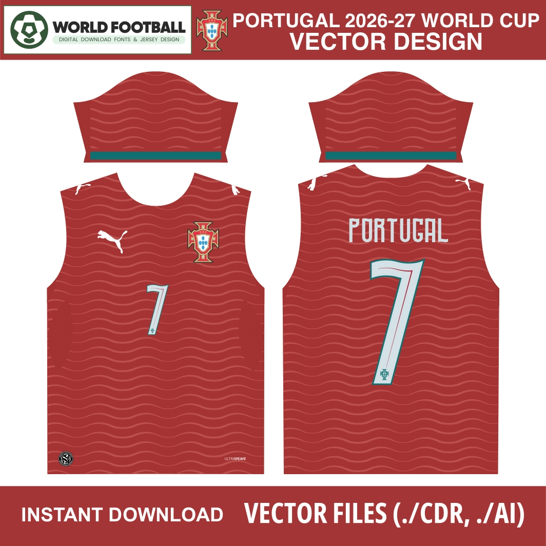 Portugal 2026 World Cup Home Kit Vector Design | AI & CDR Files