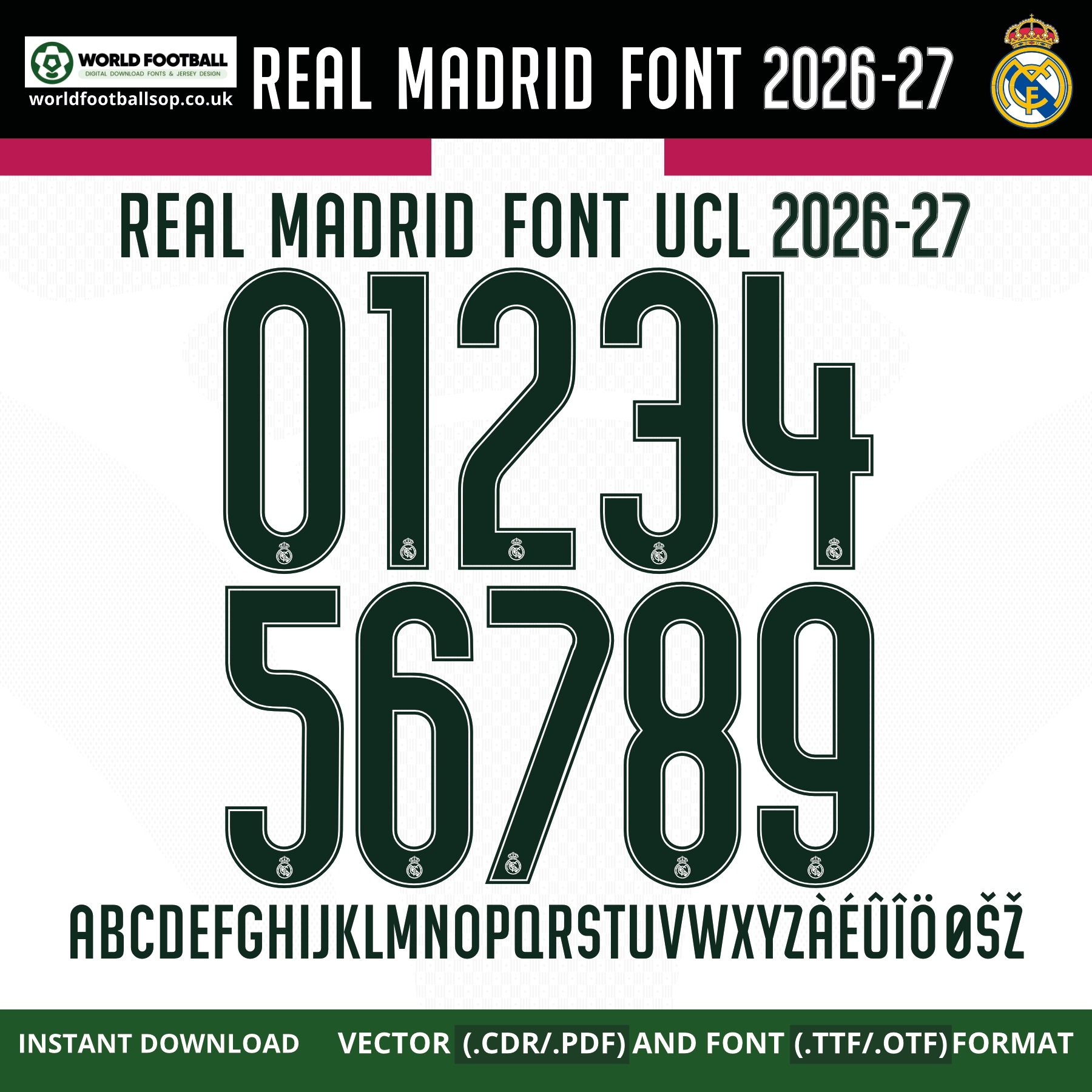 Real Madrid Font UCL 2026-27 | TTF, OTF & Vector (CDR, PDF)