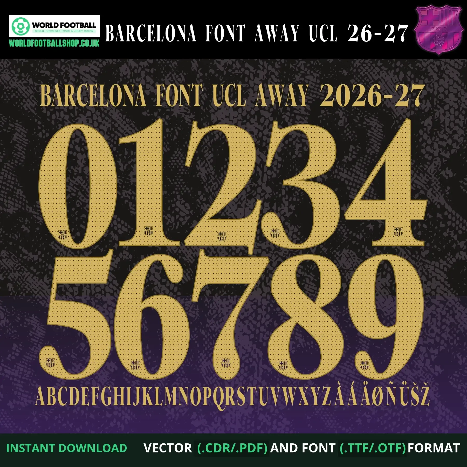 Barcelona Font Away UCL 2026-27 | TTF, OTF & Vector (CDR, PDF)