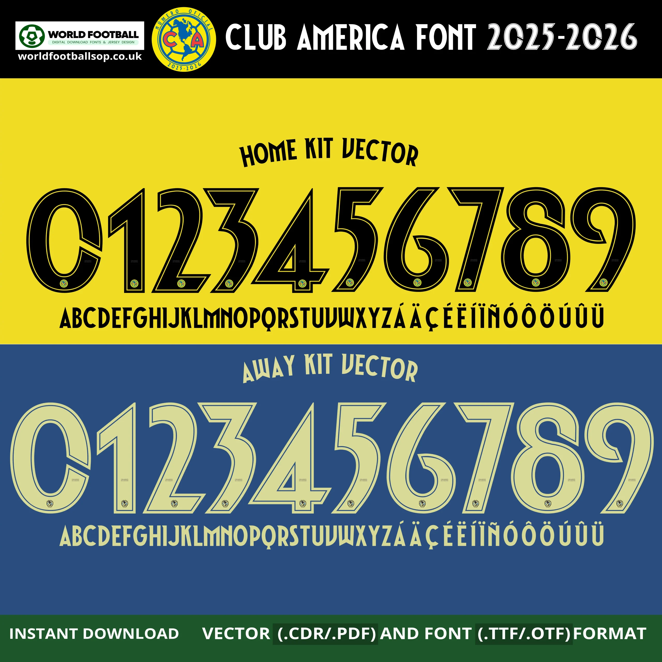 Club América 2025/26 Font | TTF, OTF, Vector Files (Home & Away Kits)