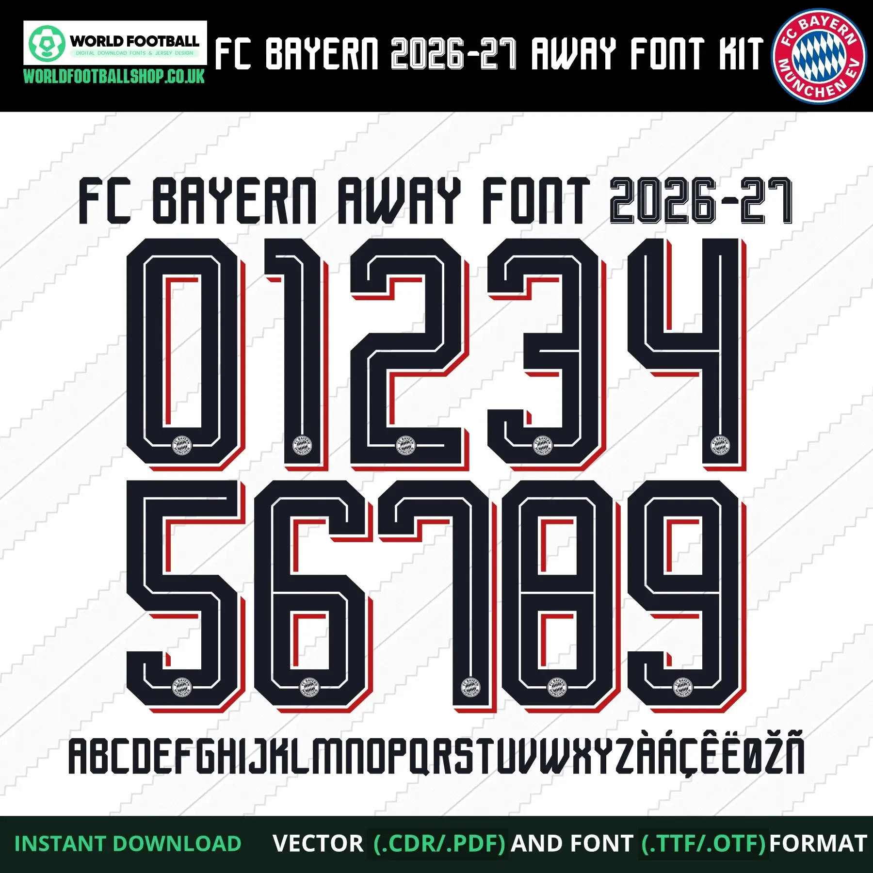 FC Bayern 2026-27 Football Font Vector Away